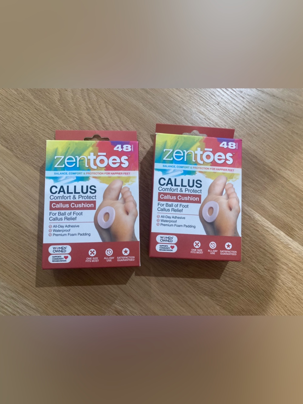 🦶 2 pack 48 each ZenToes callus cushions.